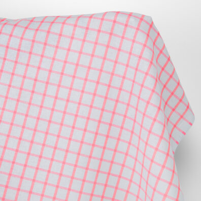 Puslininis audinys pilkas su ryškiai rausvais langeliais