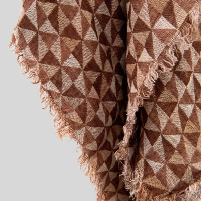 MOLI lininė žakardinė ruda skara