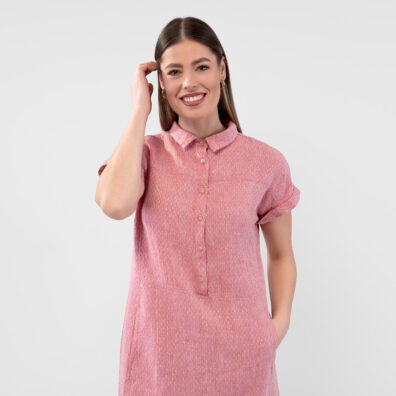 BELINDA rausva suknelė, 100% linas