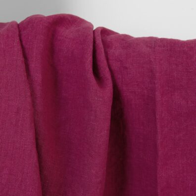 Lininis audinys bordo, skalbtas, drabužiams ir namų tekstilės gaminiams siūti