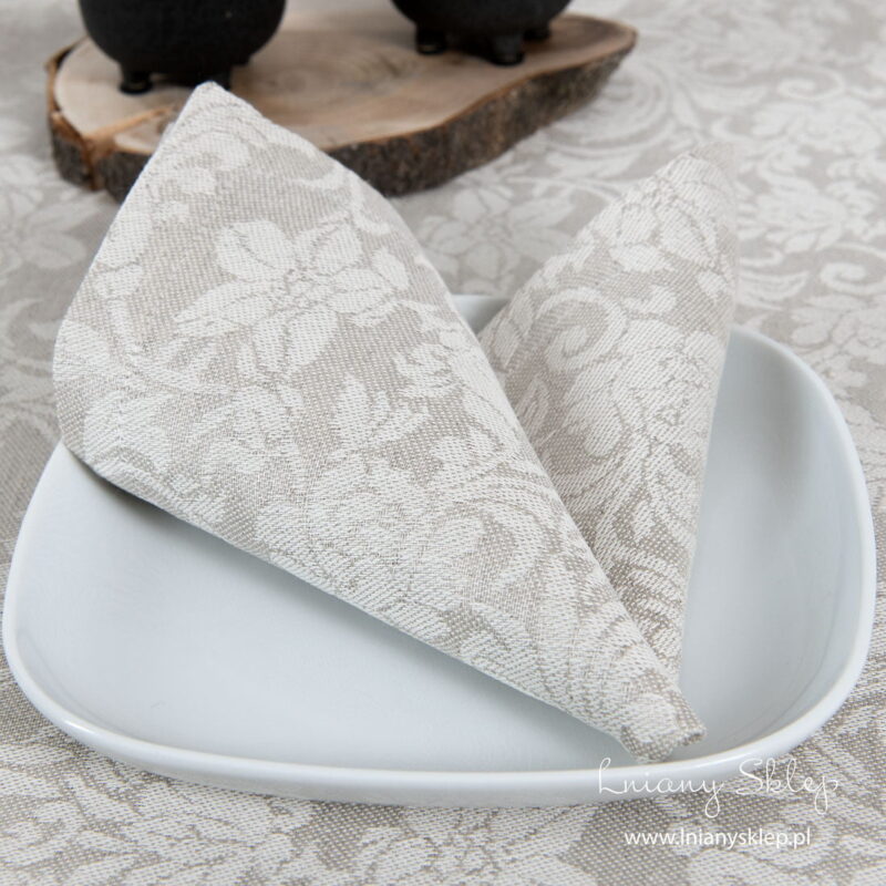 FLORA lniana szara żakardowa serwetka bankietowa