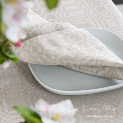 Lniana serwetka stołowa w kratkę | len bawełna