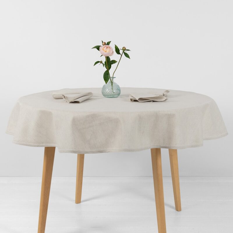 LUNA LAIT okrągły (owalny) obrus jasnoszary