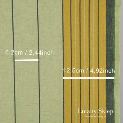 Zielonkawa w paski wąska tkanina