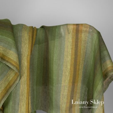 Zielony w paski przeźroczysty len