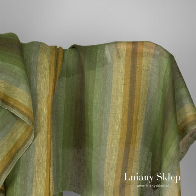 Zielony w paski przeźroczysty len