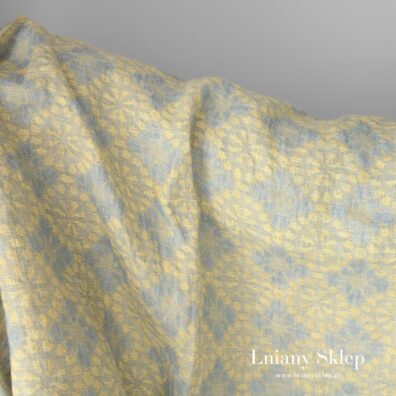 Prany żakardowy len z bawełną. na odzież, pledy, chusty i in.