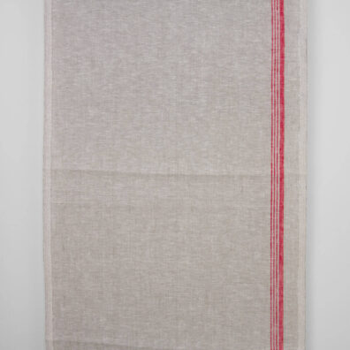 Lniana szaro - czerwona tkanina ręcznikowa