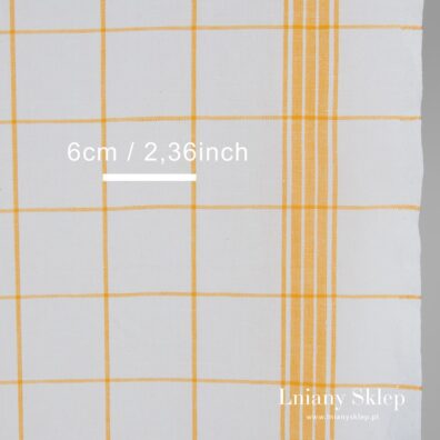 Śnieżnobiała Tkanina Lniano-Bawełniana W Żółty Wzór