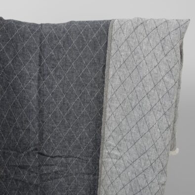 Prana ciemna niebieska tkanina lniana w romby