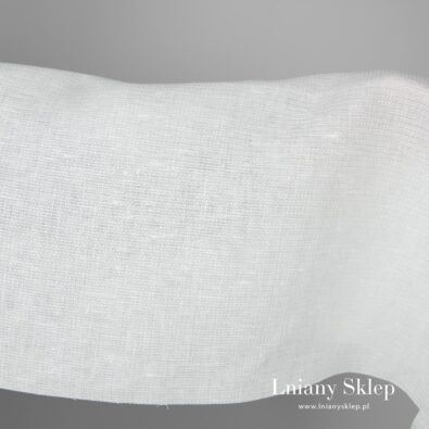 Mlecznobiała lniana tkanina w małe okienka