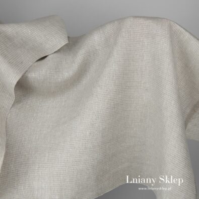 Jasnoszara lniana tkanina w małe okienka