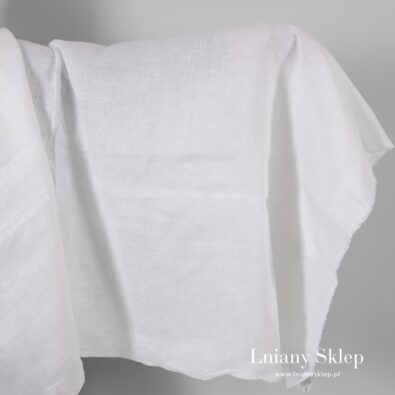 Śnieżnobiała lniana tkanina