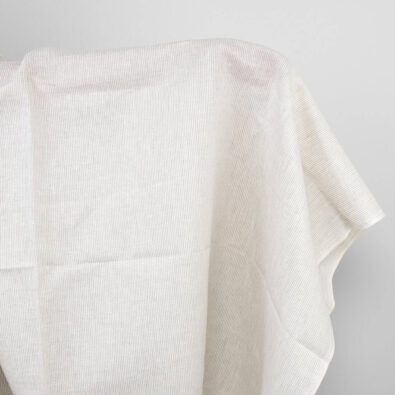 Tkanina lniana w biało – szare drobne paski