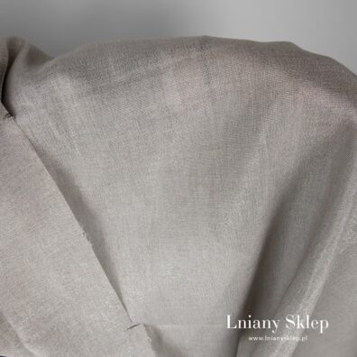 Tkanina z połyskiem z niebarwionego lnu i srebrzystego poliestru.
