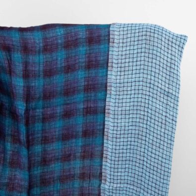 Dwustronna prana tkanina lniana w kratkę