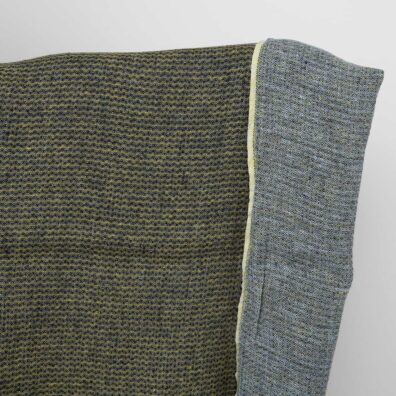 Dwustronna prana tkanina lniana w żółto-niebieskie fale