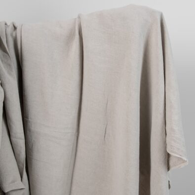 Lniana tkanina niebarwiona szara, szeroka, prana