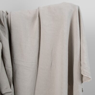 Lniana tkanina niebarwiona szara, szeroka, prana