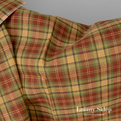 Tkanina lniano - bawełniana w krateczkę.