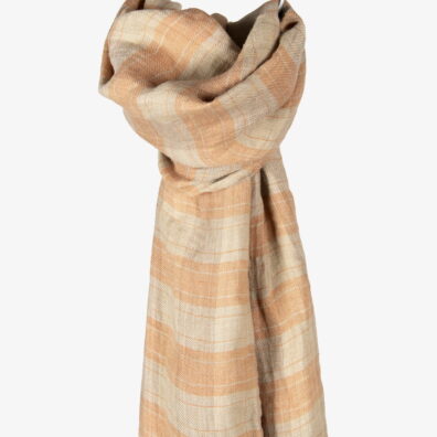 Lniany szalik pomarańczowy wzór.