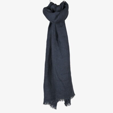 Lniany szalik czarny w szary wzorek.