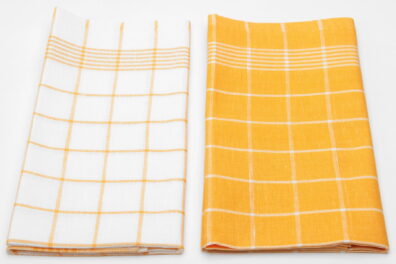 Komplet biało - żółtych ręczników kuchennych „Baborów".