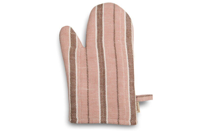 Brązowa w paski rękawica kuchenna