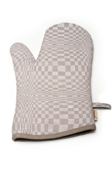Szara w kratkę rękawica kuchenna