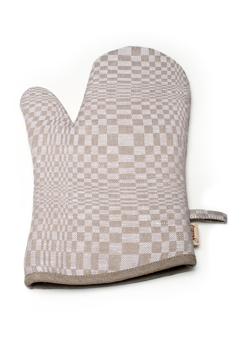 Szara w kratkę rękawica kuchenna