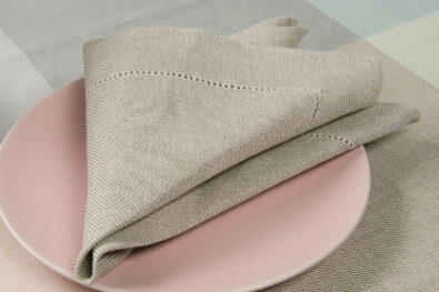 BIGA szara mereżkowana serwetka, splot skośny.