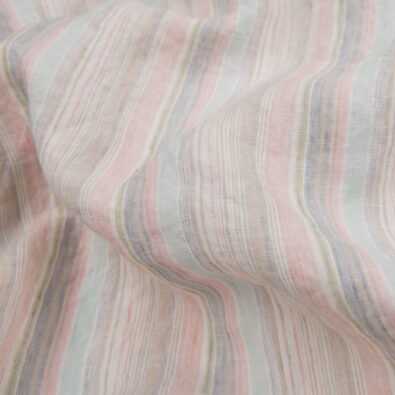 Prana tkanina lniana w pastelowe, kolorowe paski