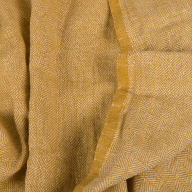 Prana tkanina lniana żółta w romby.