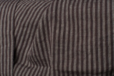 Brązowa w paski tkanina lniano - wełniana