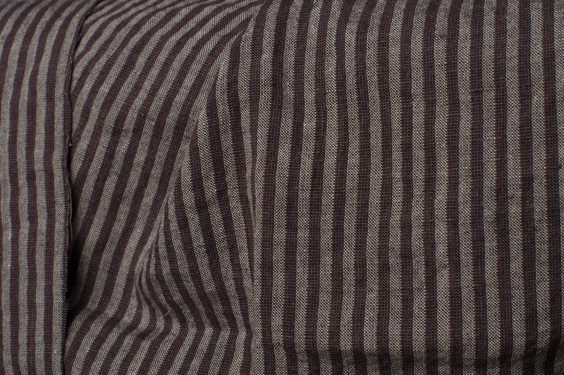 Brązowa w paski tkanina lniano - wełniana