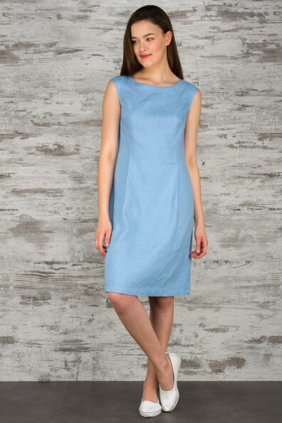 Lniana niebieska sukienka.