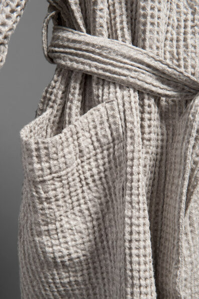 Męski lniano-bawełniany szary szlafrok