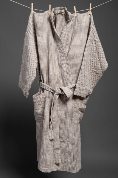 Męski szary szlafrok z kieszeniami