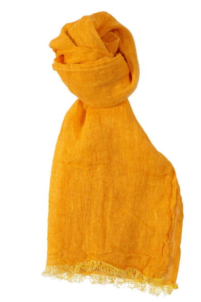 Jaskrawy żółty o pomarańczowym odcieniu lniany szliczek.