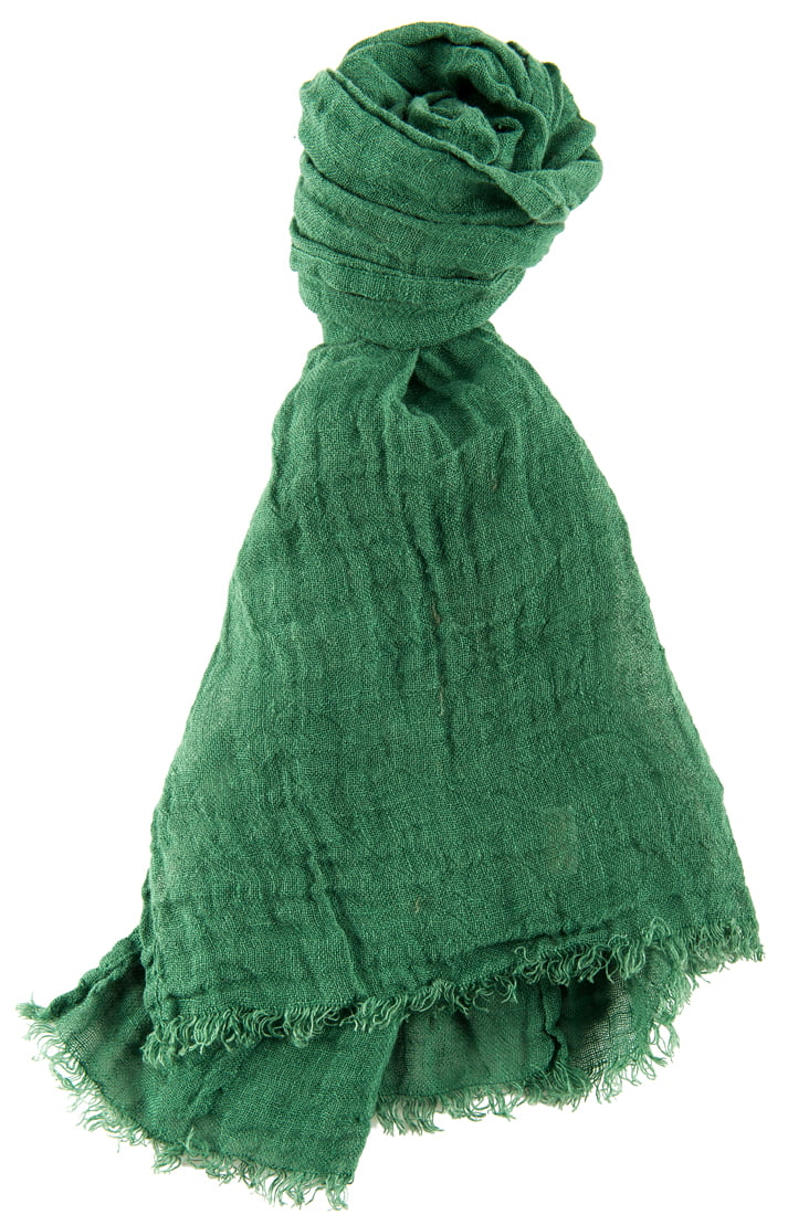 Zielony lniany szalik.