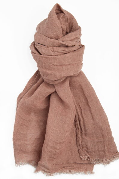 Lniany szalik jasna glina.