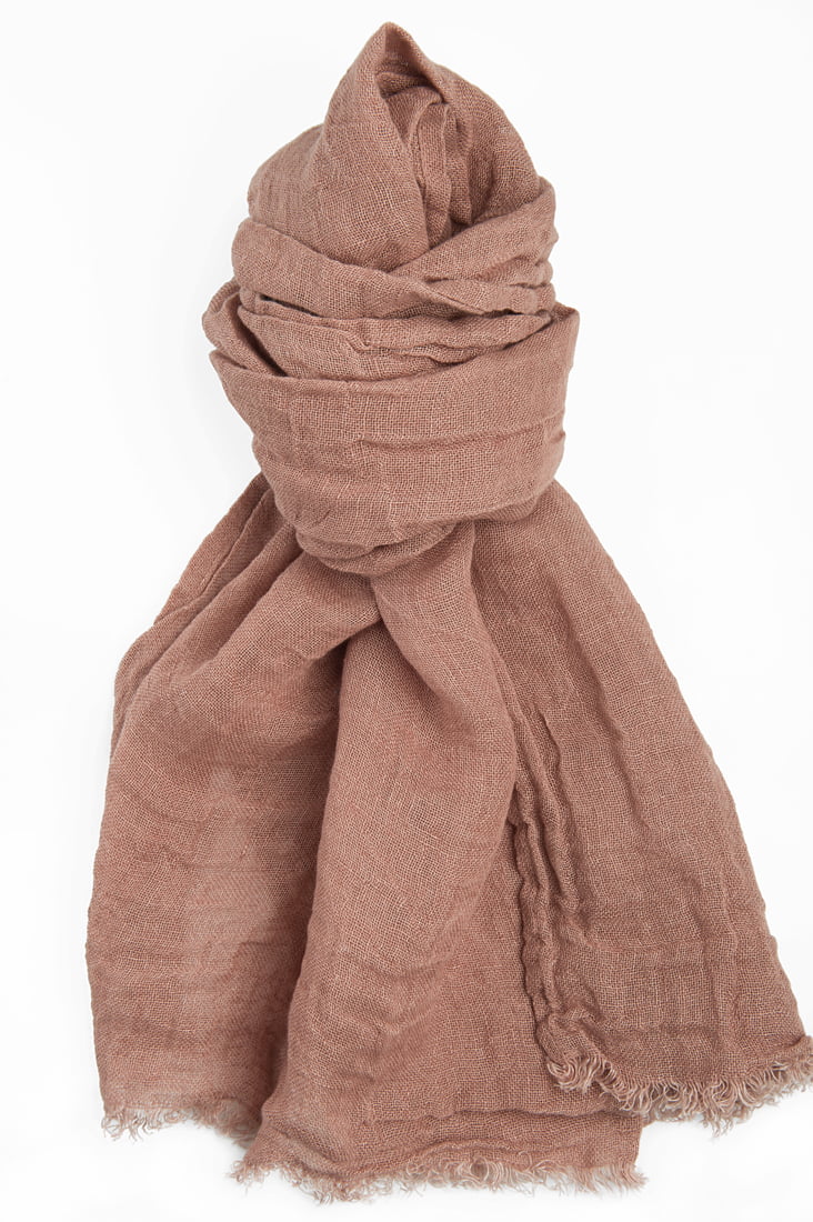 Lniany szalik jasna glina.