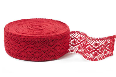 Czerwona koronka lniana nr 25