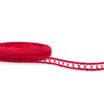 Wąska czerwona lniana koronka Nr. 62