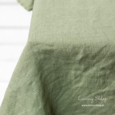 Obrus zielona oliwka prany len. Nie wymaga prasowania.