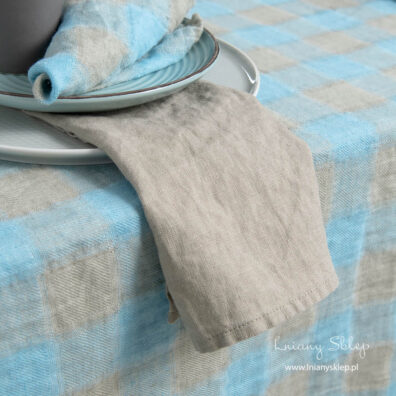 Serwetka jasny szary prany len.