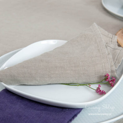 Serwetka jasny szary prany len.