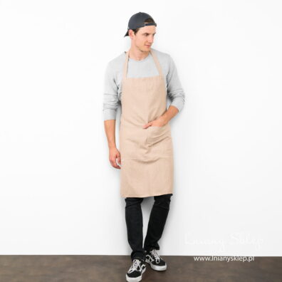 Fartuch lekki brąz. Len, bawełna.