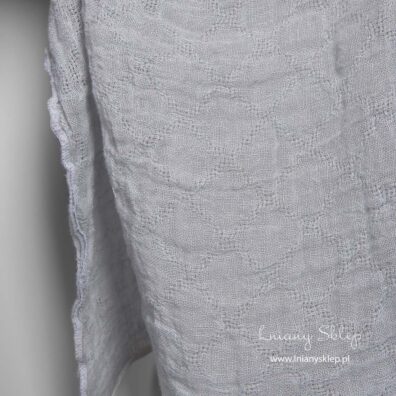 Lniana prana prześwitująca szara w romby tkanina. Lniany Sklep.