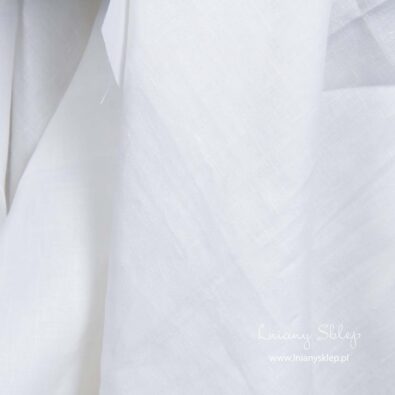 Lniana tkanina szeroka śnieżnobiała.